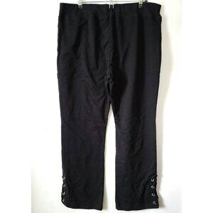 St Johns Bay Womens Leggings XXL Black/Orange Slim Leg Terry Lined Lace Up Ankle